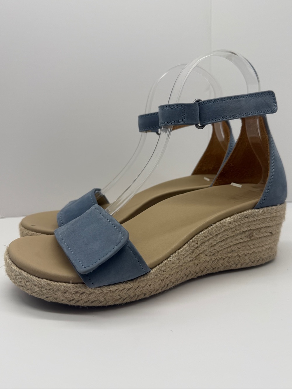 Abeo Riviera Sandals Size 6 Blue Leather Wedge Espadrille Comfort Casual Ankle